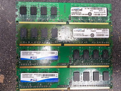 ADATA 2x1GB DDR2 RAM PC2-6400 + Crucial 2x2GB PC2-6400 (6GB Total)