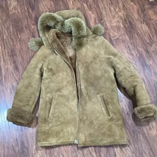 Vintage Deri Deri  Suede Fur Trim Jacket Sz S Beautiful 