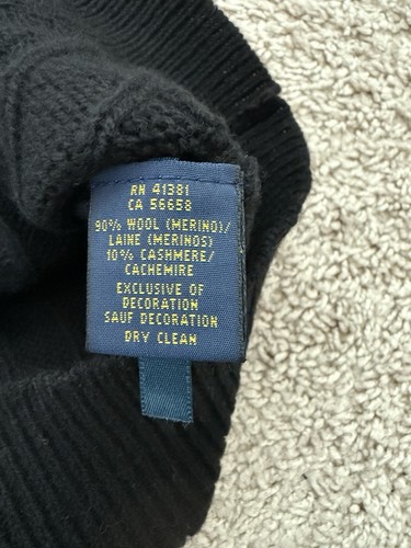 Polo Ralph Lauren Pullover V-Ausschnitt Zopfmuster Wolle Kaschmir Damen Gr. S schwarz - Bild 5 von 9