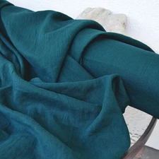 Premium Peacock Blue Linen Fabric by the Yard | Soft Washed | Dresses & Décor