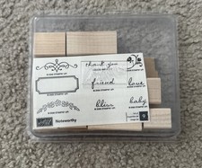 NEW NOTEWORTHY Stampin Up Retired Rubber Stamp Set Unmounted sentiment frame