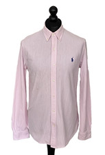 Mens pink striped RALPH LAUREN long sleeved shirt size L Large