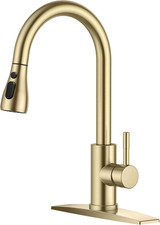 Gold Kitchen Faucet with Pull down Sprayer, High Arc Single Handle Classic Steel