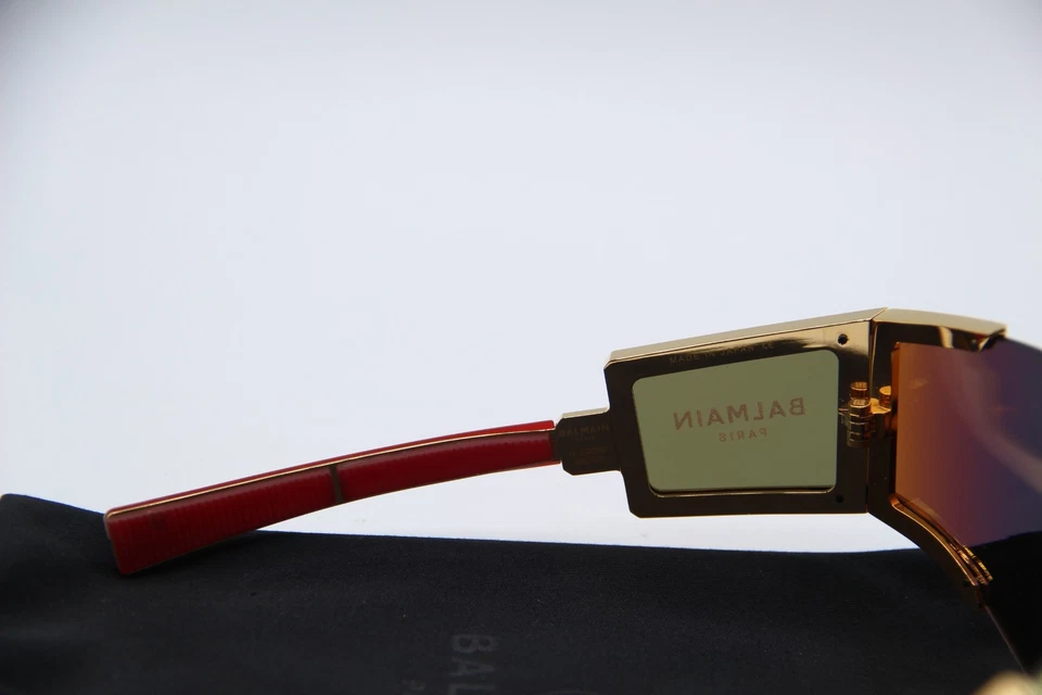 NUEVAS GAFAS DE SOL BALMAIN PARIS FLECHE BPS-138C-141 DORADAS ROJAS AUTÉNTICAS 141-118 Foto 3 de 4