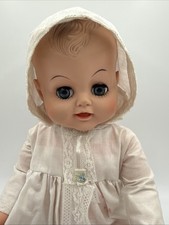 Vintage 50s Baby Wet Dry Doll White Bloomers Bonnet Dress Nannette Lace USA TLC