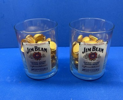 Jim Beam Kentucky Straight Bourbon Whiskey Rocks Glasses; Set of 2