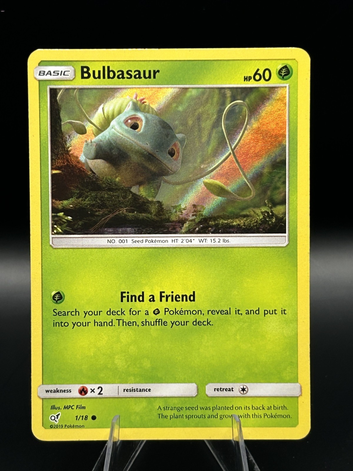BULBASAUR 1/18 - Holo Common - Detective Pikachu - Pokemon Card - NM 1/18