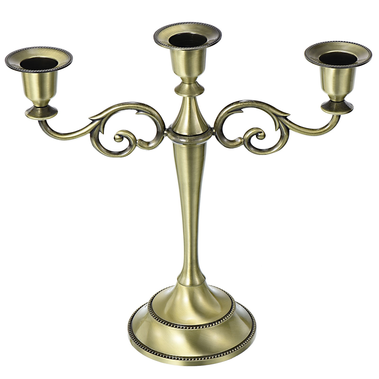 S 3 Arm Metal Candlestick Stand For Taper Candles Bronze