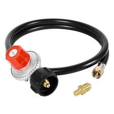 0-20 PSI Adjustable Propane Regulator and Hose with Brass Adapter, 4 Feet Gas...
