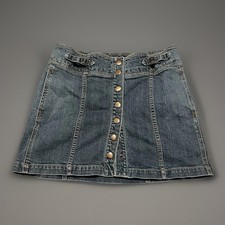 Vintage Gap Womens Blue Denim Y2K Pocket Snap Front Adjustable Mini Skirt Size 8