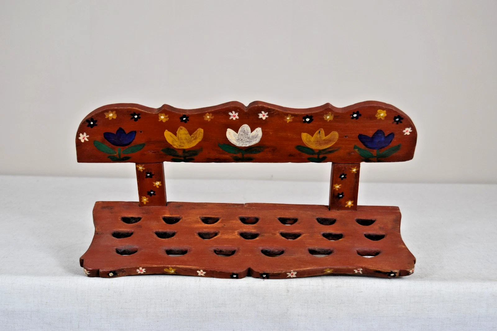 Vintage Wooden Spoon Rack Kitchen Wall Hang Free Stand Utensil Holder