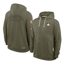 Youth All N-F-L Teams Olive 2025 Salute to Service Sideline Standard Hoodie