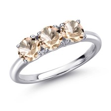 925 Sterling Silver Peach Morganite Engagement Ring For Women  1.20 Cttw 