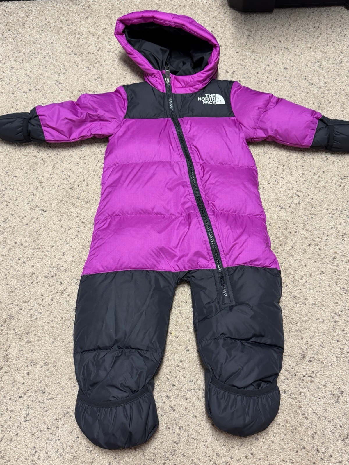 The North Face Baby Snowsuit (6–12 Months) – Magenta & Black
