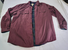 LL Bean Maroon/Burgandy Shacket Shirt Jacket Green/Blue Flannel Lining Sz L
