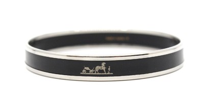 Bracelet Hermès Curry Pm émaillé noir soldes monture métal argenté occasion AB