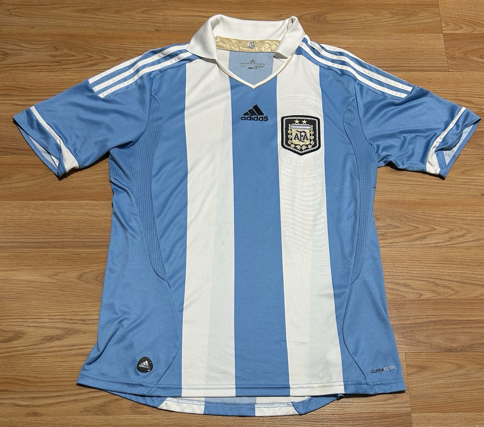 Adidas 2011/12 Argentina Home Jersey L Soccer Jersey Messi #10 Blue Futbol Shirt