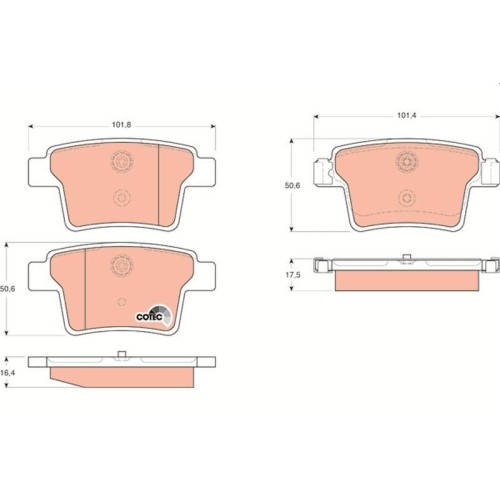Bremsbelagsatz Scheibenbremse Trw GDB1665 Cotec FüR Byd Ford Jaguar Ford Usa-image