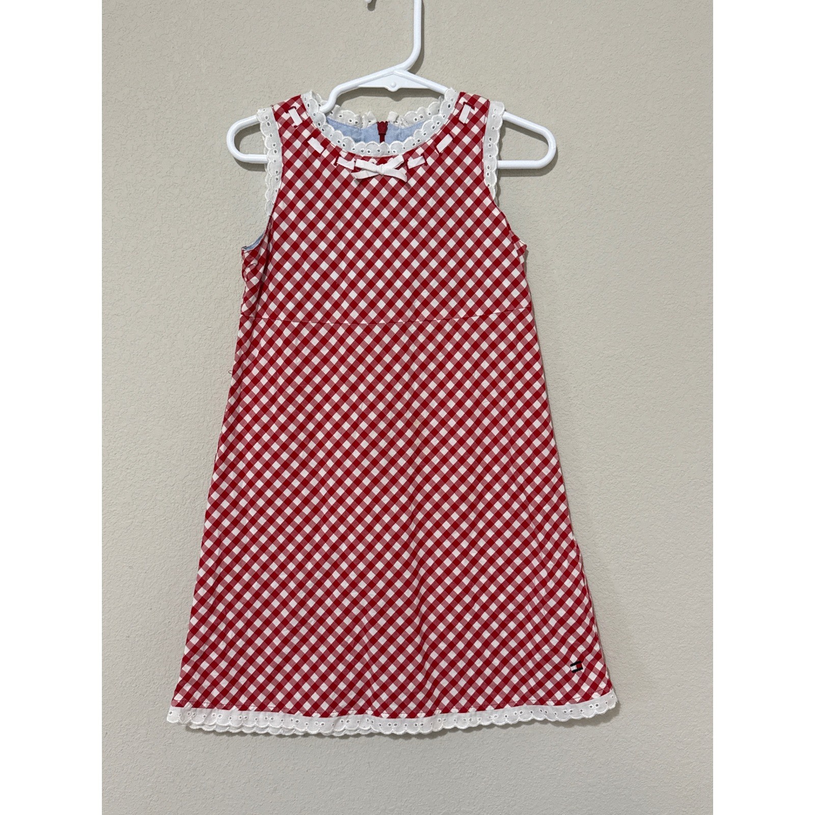 Tommy Hilfiger Y2K Girls Red Gingham Dress 100% Cotton Size 4T