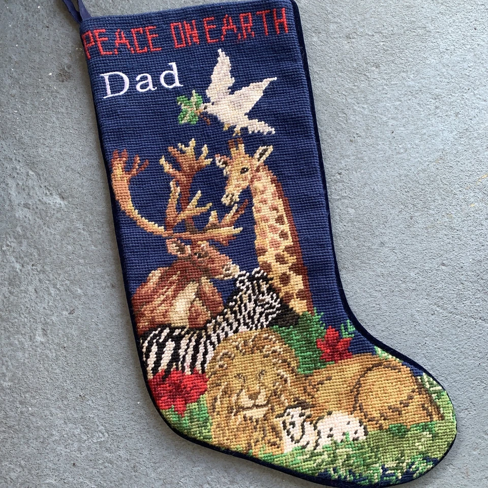 Medias de Navidad Lana Aguja De Colección Papá Paz Animales Hechas a Mano Foto 2 de 4