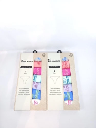 Set of 2 No Boundaries Cotton Thong Panties 7-Pack Days of Week Women’s XL 16-18 - Picture 8 of 18