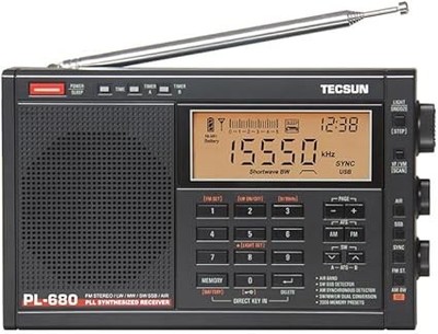 TECSUN PL680 High-End Shortwave Radio EnergyPowe FM LW MW SW AIR Radio Black