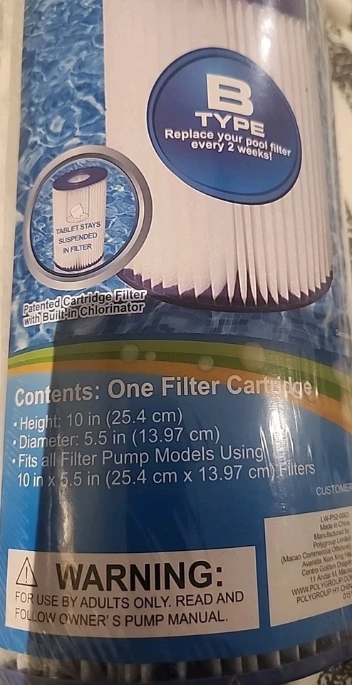 Lot of (2) Summer Escapes ~TYPE B Filter Cartridge Universal 10"×5.5", 442605 - Image 2 of 4