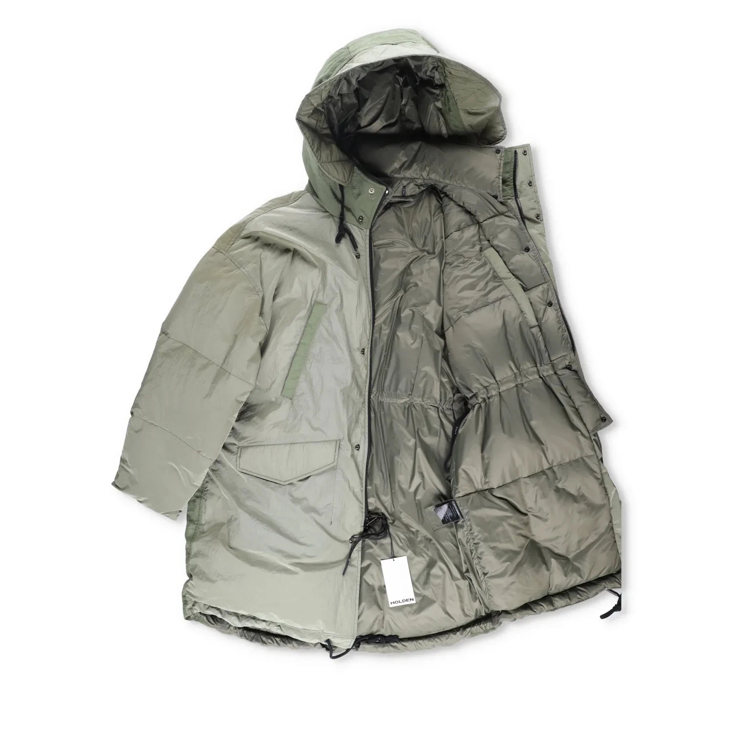 HOLDEN Mens Green Parka Coat Softshell Stand Up Collar Zip Closure M RRP 800 image 6
