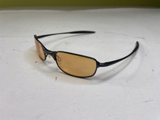 Oakley Square Wire 2.0 Black Gray Metal Frames Amber Tinted Lens Sunglasses