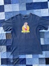 Hook UPS Vintage 90s Girl with Cat Skateboard T-Shirt Blue Size L Made In USA