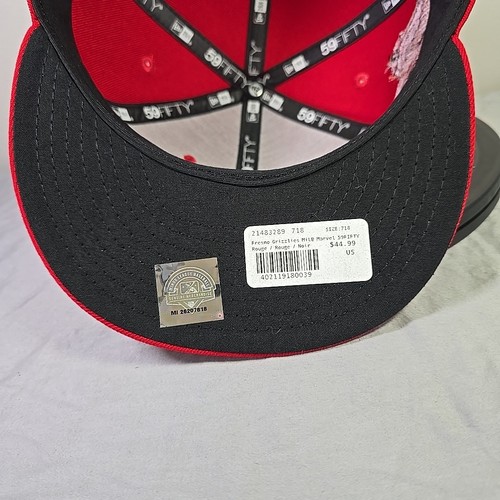 Fresno Grizzlies Marvel 59Fifty 7 1/8 Red Black New Era Hat MiLB Fitted Cap - Picture 8 of 9