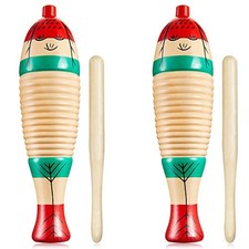 2 Pieces Colorful Fish Shaped Guiro Instrument Latin Musical Wooden Frog
