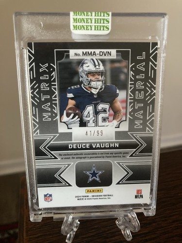 2024 Panini Obsidian Matrix Materials Deuce Vaughn Patch Auto/99 RARE - Picture 2 of 2
