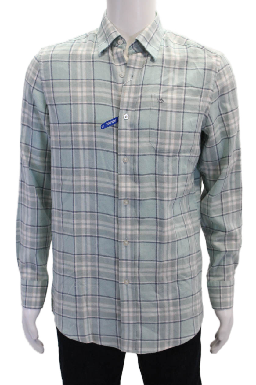 Southern Tide Mens Hemp Plaid Collar Long Sleeve Button Down Shirt Green Size SFree Shipping in US $100+ Orders | $6.95 Orders Below