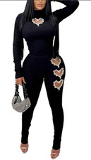 Lounge Sets for Women 2 Piece Shape Hollow Out-SIZE M