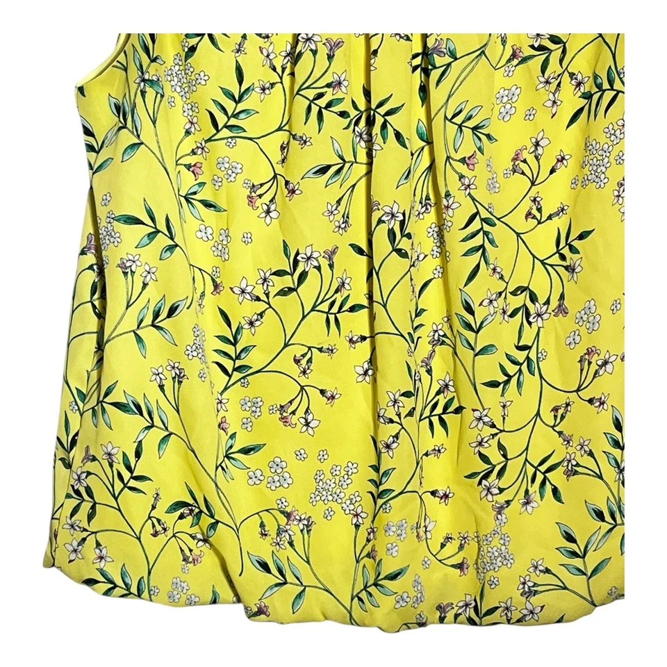 Liz Claiborne Yellow Floral Sleeveless Blouse Career Top Size L - Image 3 of 4