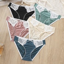5 Pack Sexy Womens Lace Satin Knickers Briefs French Underwear Bikinis Lingeries