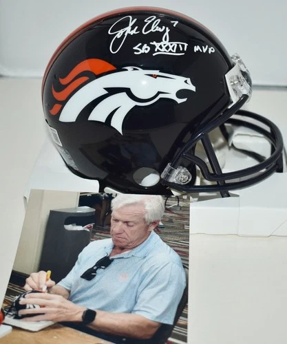 JOHN ELWAY AUTOGRAPHED VSR4 THROWBACK MINI HELMET DENVER BRONCOS SB MVP BECKETT