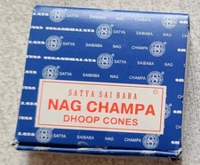 Shrinivas Satya Sai Baba Nag Champa Incense Dhoop Cones, 3 Boxes 24 Cones