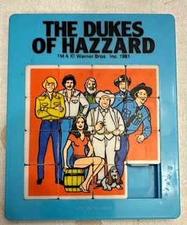 Vintage 1981 Dukes of Hazzard Sliding Tile Puzzle Game Blue. Great condition!