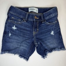 Abercrombie Kids Jean Shorts Girl Size 6/7 Denim Raw Rolled Hem 3"