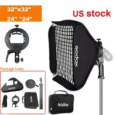 US Godox 60cm 24"/ 80cm 32" Foldable Flash Grid with S2 Bracket Softbox+2m Stand
