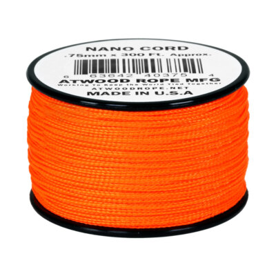 Atwood Rope MFG Nano Cord Premium Nylon Schnur in neon orange, 90 Meter, 0,75 mm