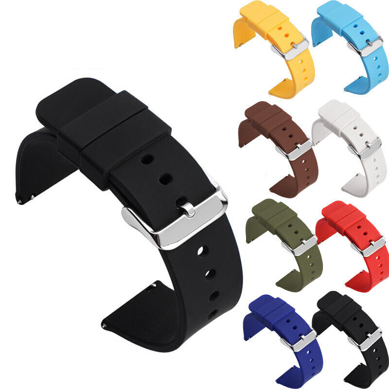 SOFT SILICONE RUBBER WATCH SMART BAND STRAP 12MM TO 24MM QUICK - Main Image