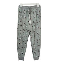 Womens S Sleepwear Jogger Lounge Pants Gray Winter Theme Dog Snowflake
