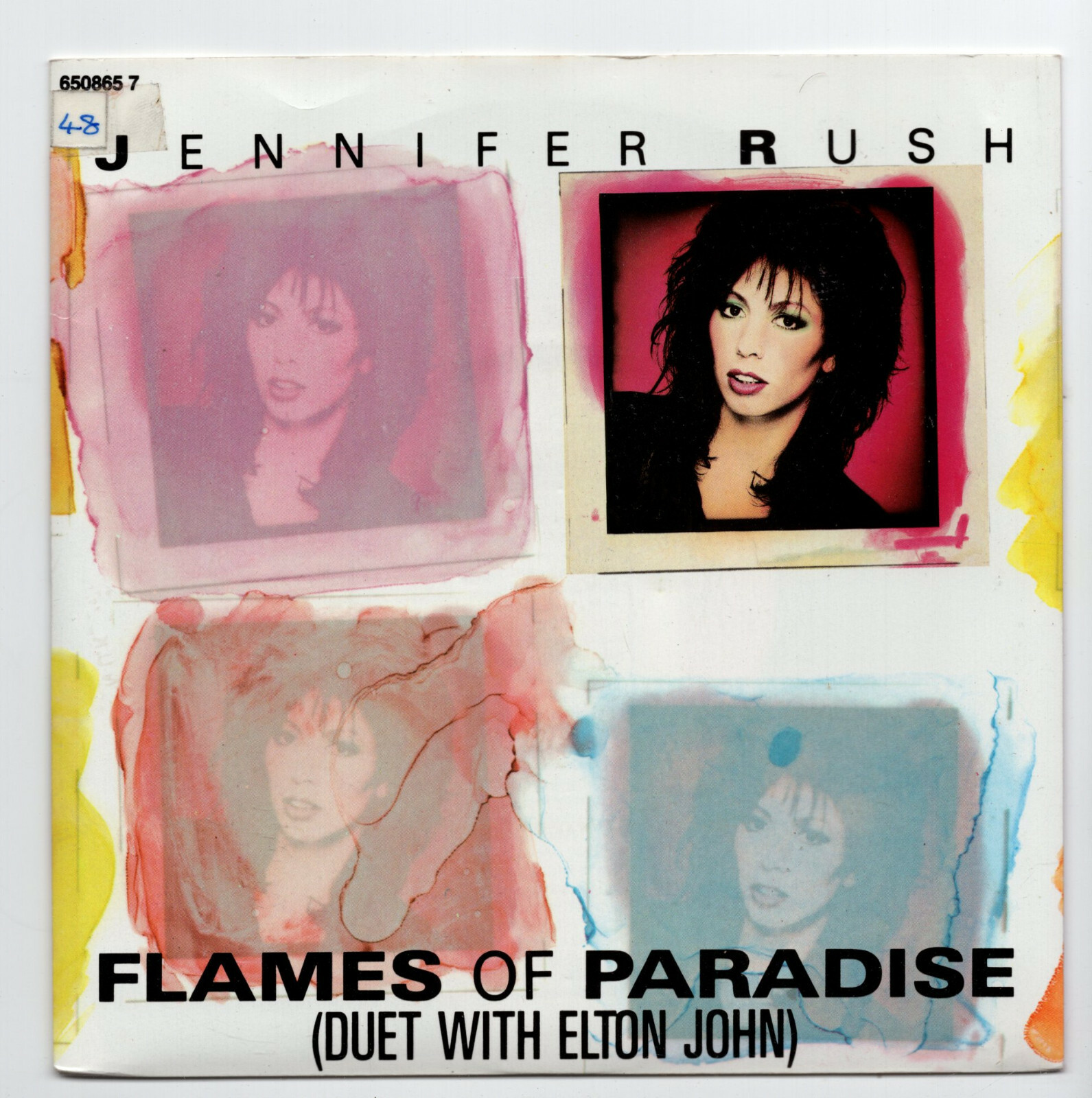 (V290) Jennifer Rush, Flames Of Paradise ft Elton John- 1987- 7 inch vinyl A1/B1