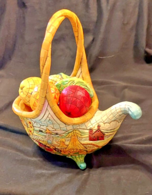 Enesco - Jim Shore Heartwood Creek - ''Basket of Plenty'' Cornucopia Set