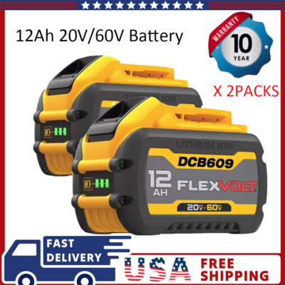 #ad 2Pack 12Ah DCB609 2 For DEWALT DCB615 20V 60V MAX FLEXVOLT Li Ion Battery $94.95