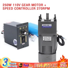 250W 110V AC Gear Reduction Motor Electric+Variable Speed Control Reversible New