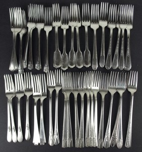 44-Vintage-Silverplate-Luncheon-Grille-Fork-Rustic-Wedding-Craft-cutlery-mix-lot